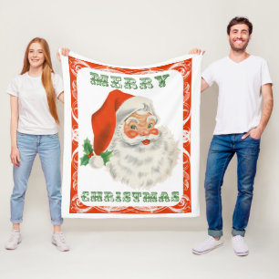 Retro-Vintage-fröhlicher Weihnachtsmann Weihnachte Fleecedecke