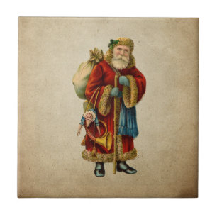 Retro Vintage fröhlicher Weihnachtsmann Weihnachte Fliese