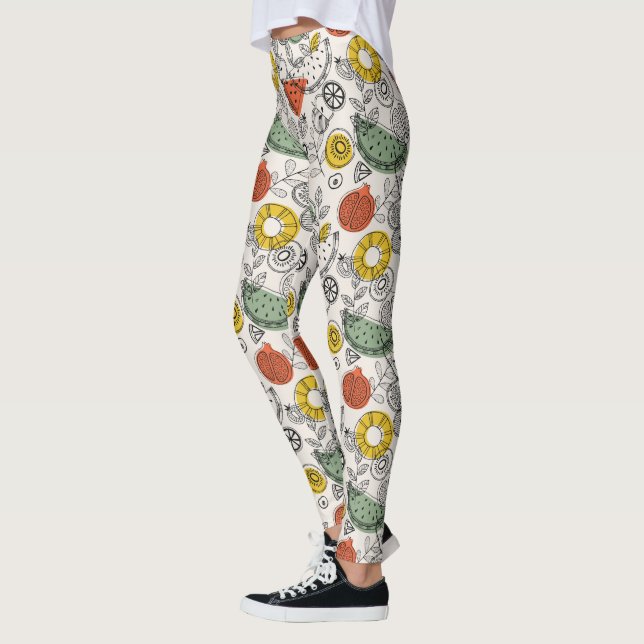 Retro Vintage Fruchtmuster Leggings (Links)
