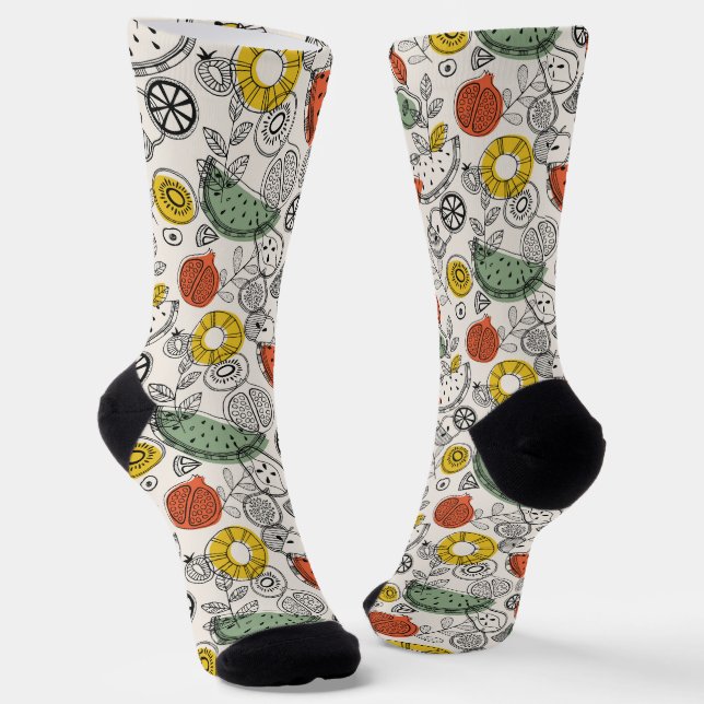 Retro Vintage Fruchtmuster Socken (Gewinkelt)