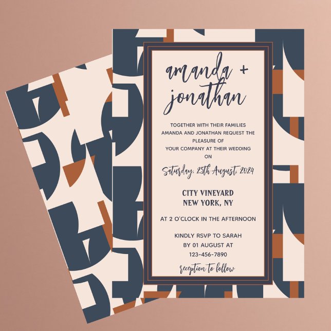 Retro Vintage geometrische Hochzeitskarte Einladung (Von Creator hochgeladen)