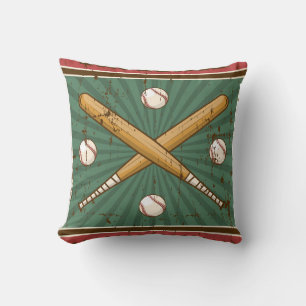 Retro Vintage Grüne Baseballschläger Kissen