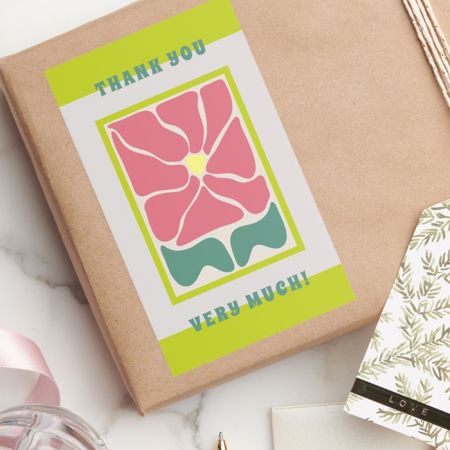Retro Vintage grüne Blume Vielen Dank Rechteckiger Aufkleber (Von Creator hochgeladen)