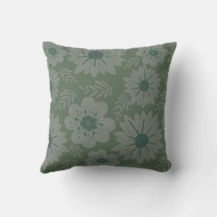 Retro Vintage Grünes Blumenmuster Kissen