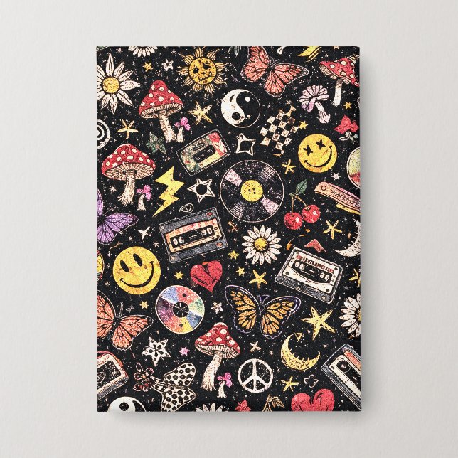 Retro Vintage Grunge Sunshine Bliss Button (Vorderseite)