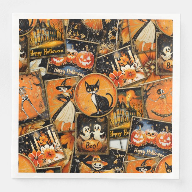 Retro Vintage Halloween Fun Collage Serviette (Vorderseite)