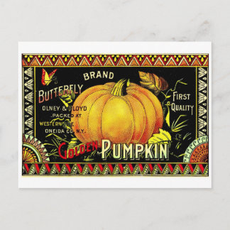 Retro Vintage Halloween Goldener Kürbis Postkarte