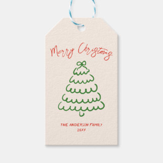 Retro Vintage Hand gezeichnete Bow Tree Einzigarti Geschenkanhänger