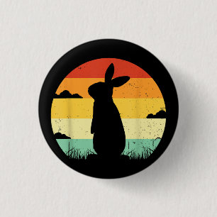 Retro-Vintage-Hase im Stil der 80er für Kaninchenl Button
