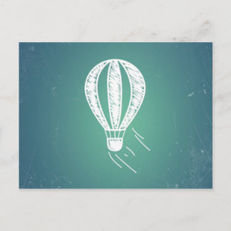 Retro Vintage Heißluftballon Türkis Hintergrund Postkarte