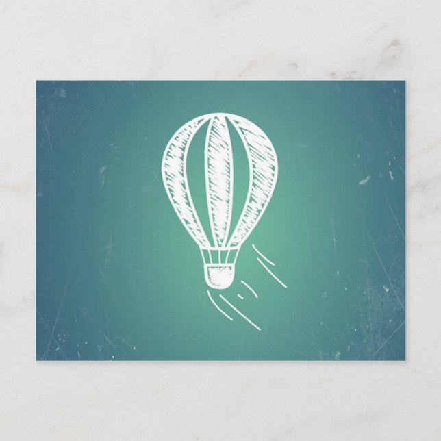 Retro Vintage Heißluftballon Türkis Hintergrund Postkarte (Vorderseite)