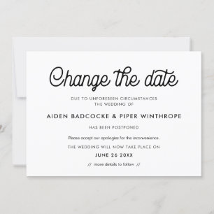 Retro-Vintage-Hochzeitstermin-Änderung Karte