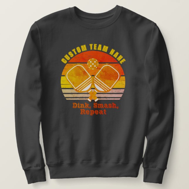 Retro-Vintage Individuelle Name-Pickleball-Team Sweatshirt (Design vorne)