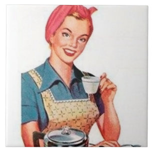 Retro-Vintage-Kaffeedame Küche Fliese