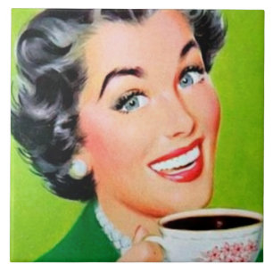 Retro-Vintage-Kaffeedame Küche Fliese