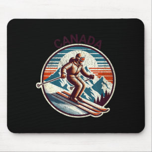 Retro Vintage Kanada Skigebiet Wintersport Skifahr Mousepad
