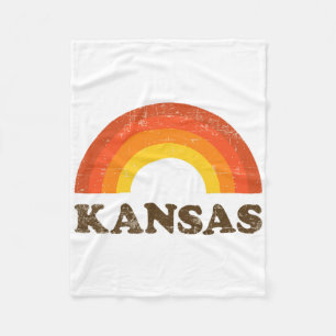 Retro Vintage Kansas Souvenir 70er Regenbogen-Dist Fleecedecke