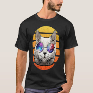 Retro Vintage-Katze mit Brille Schutzbrille T-Shirt