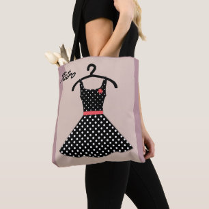 Retro Vintage Kleidung Polka Punkte Schwarz-weiße  Tasche