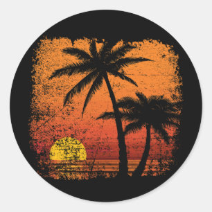 Retro Vintage Kokospalme Runder Aufkleber
