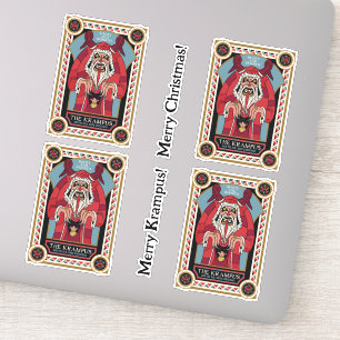 Retro Vintage Krampus und das Alte, Dunkle Weihnac Aufkleber