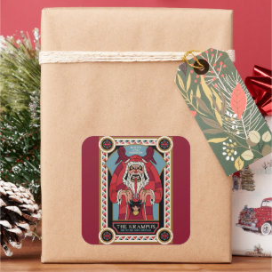 Retro Vintage Krampus und das Alte, Dunkle Weihnac Quadratischer Aufkleber