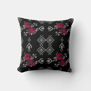 Retro Vintage Kreuzstich-Aquarell-Rose Kissen