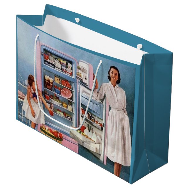 Retro Vintage Küche Party Große Geschenktüte (Vorderseite Schrägansicht)