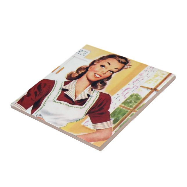 Retro Vintage Küchen Dame Fliese (Seite)