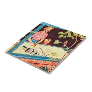 retro vintage Küchen Dame Fliese