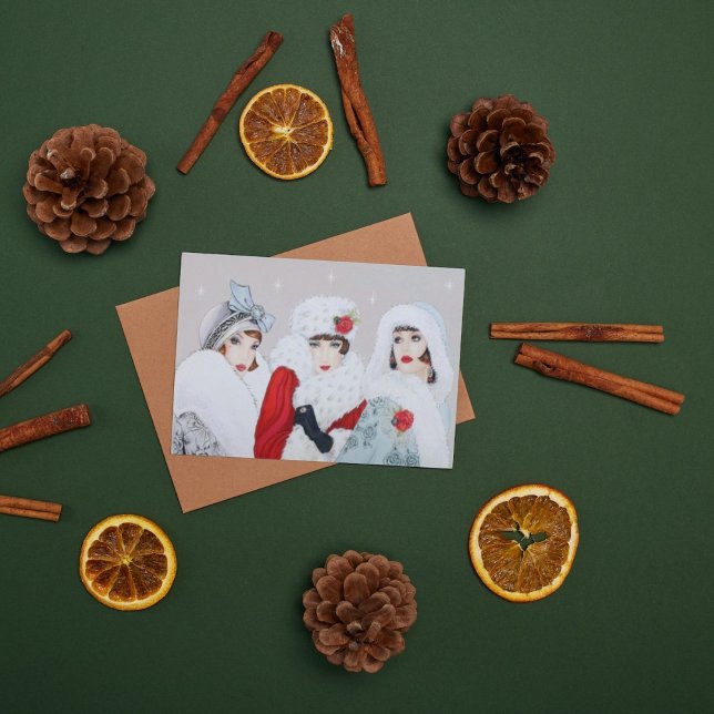 Retro Vintage Kunst Deko Damen Weihnachten Urlaub (Von Creator hochgeladen)