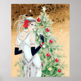 Retro Vintage Kunst Deko Lady Weihnachten