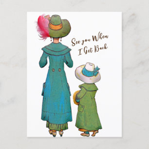 Retro-Vintage-Kunst Frau Kind Postkarte