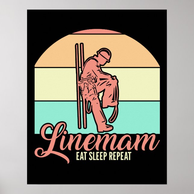 Retro Vintage Leitungsmonteur  Poster (Vorne)