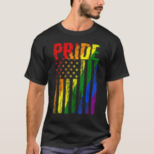 Retro Vintage Lgbt Stolz Amerikanische Flagge Lesb T-Shirt