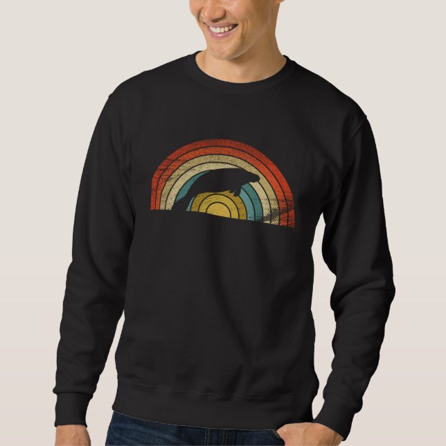 Retro vintage Manatee  and cute animal  6 Sweatshirt (Vorderseite)