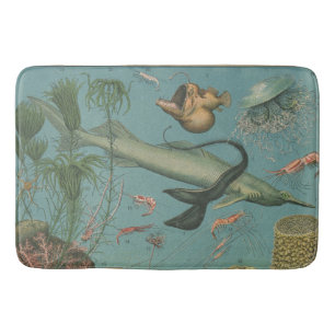 Retro Vintage Meeresbiologie Badematte