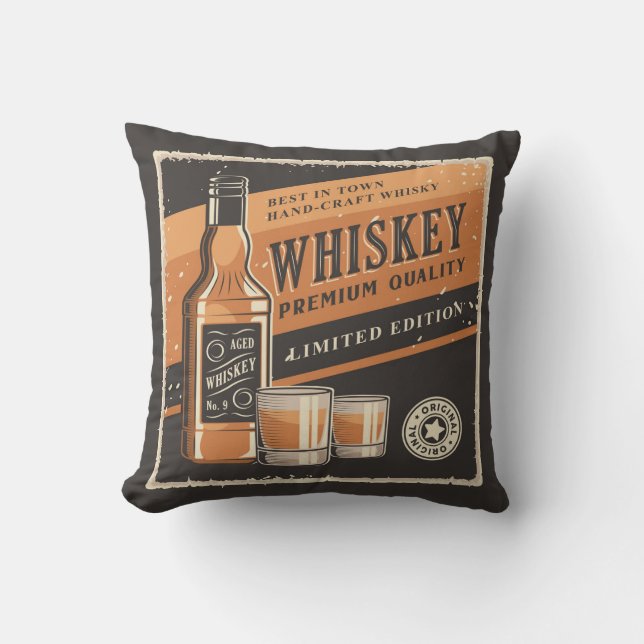 Retro Vintage Menschenhöhle Whiskey Party Kissen K (Vorderseite)