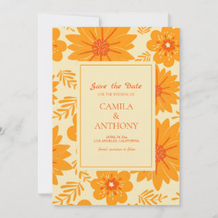 Retro Vintage Mitte des Jahrhunderts Orangefarbene Save The Date
