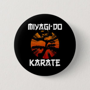 Retro Vintage Miyagi-do Karate Leben Bonsai Baum M Button