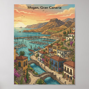 Retro Vintage Mogan Gran Canaria Kanarische Inseln Poster