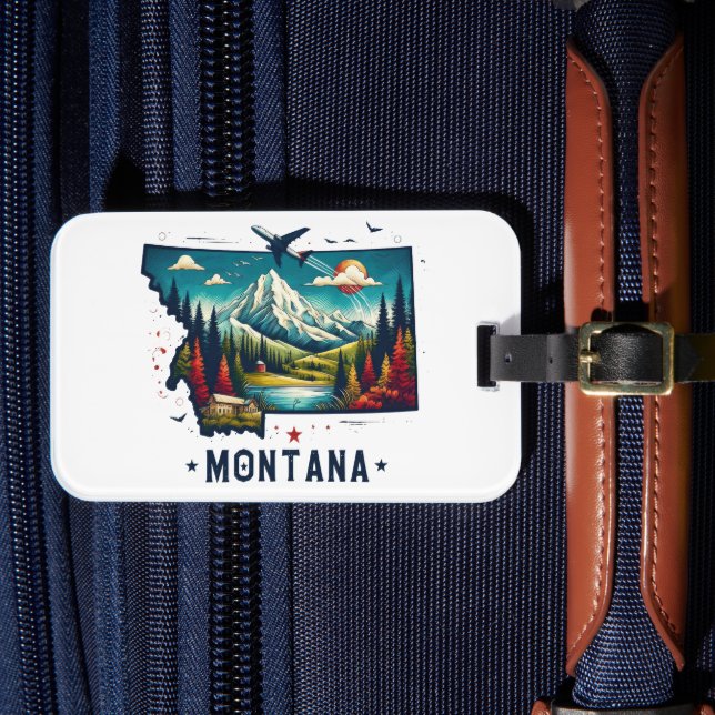 Retro Vintage Montana Staatskarte Gepäckanhänger (Vorderseite Insitu 4)