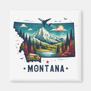 Retro Vintage Montana Staatskarte Magnet
