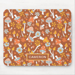 Retro Vintage Mushroom Flower Pattern Mousepad