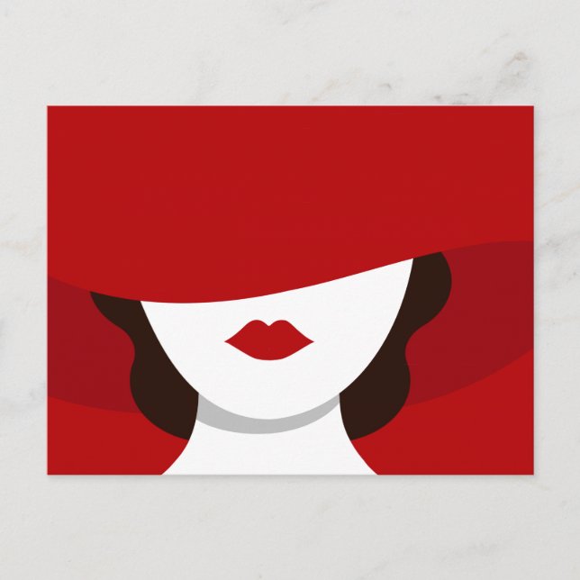 Retro Vintage Mysterikerin Rot Postkarte (Vorderseite)