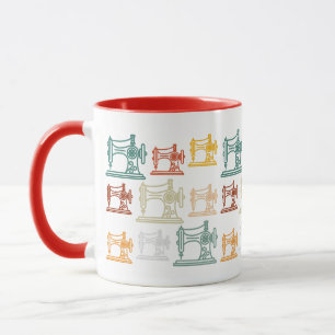 Retro Vintage Nähmaschinen Muster -Nähgeschenk Tasse