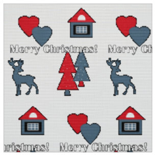 Retro-Vintage Neujahrs-Weihnachts-Patchwork-Illust Stoff