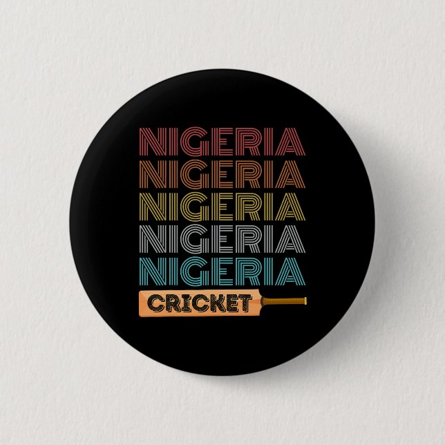 Retro Vintage Nigeria Cricket  Button (Vorderseite)