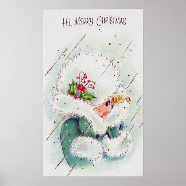 Rétro vintage Noël poster de vacances (Devant)