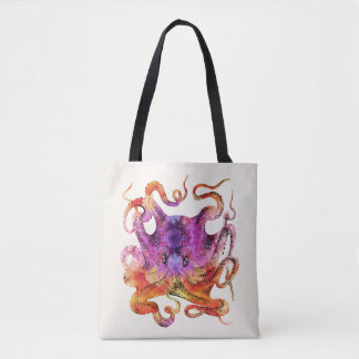 Retro Vintage-Oktopus-Tie-Dye-Wasserfarbe Lila Tasche